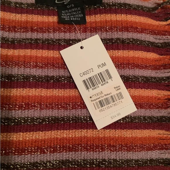 CEJON Italian colorful scarf with fringe NWT - Picture 2 of 4